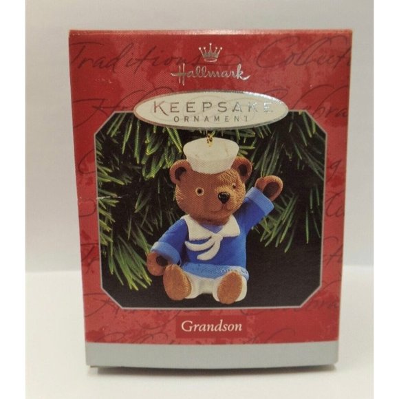 Hallmark Grandson Christmas Ornament 1998 New NRFB Teddy Bear Sailor - Picture 1 of 2